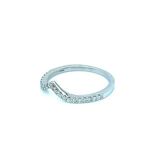 14K White Gold Curve Band with 22 Round Diamonds